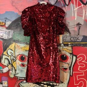 Alice + Olivia Sequin Dress NWT Red Bordeaux Size 4